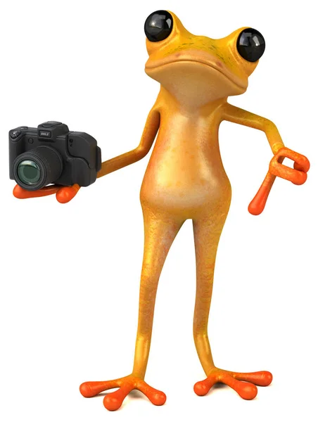 带摄像头的黄色青蛙 3D图解 — 图库照片