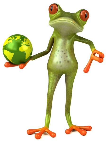 Fun Frog Globe Illustration — Stock Photo, Image