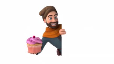 Eğlenceli 3D karikatür Ortaçağ adamı ve capcake 