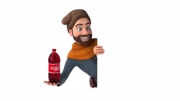 Amusant Dessin Animé Homme Médiéval Avec Soda — Video