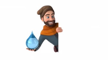 Fun 3D cartoon medieval man with drop