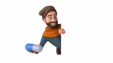 Eğlenceli 3D karikatür Orta Çağ adamı hapla
