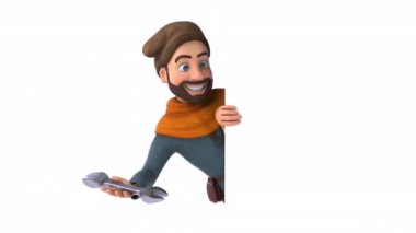 Eğlenceli 3D karikatür İngiliz anahtarlı ortaçağ adamı 