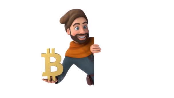 Fun Cartoon Medieval Man Bitcoin — Stok video
