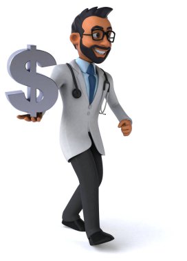 Üç boyutlu komik Hintli doktor. 