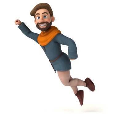 Eğlenceli 3D çizgi film karakteri Ortaçağ adamı