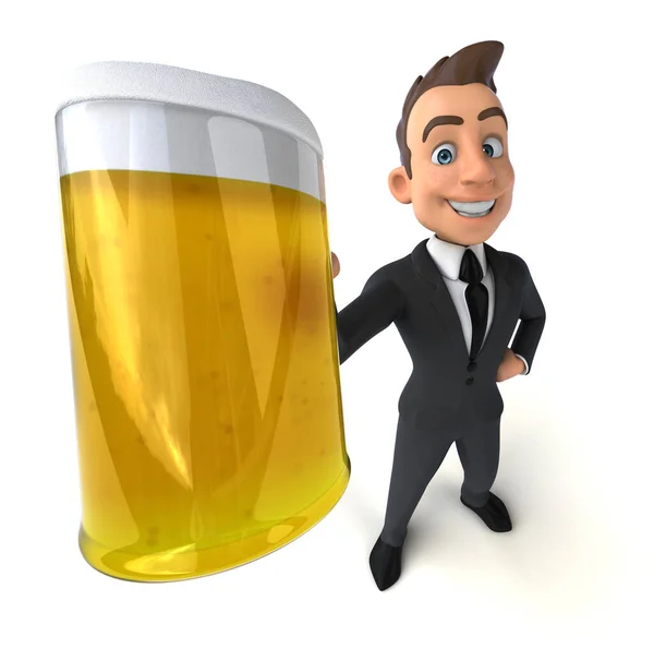 Fun Cartoon Character Illustration Business Man Beer — Fotografia de Stock