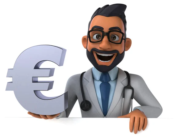 Fun Karikatura Indický Lékař Eurem — Stock fotografie