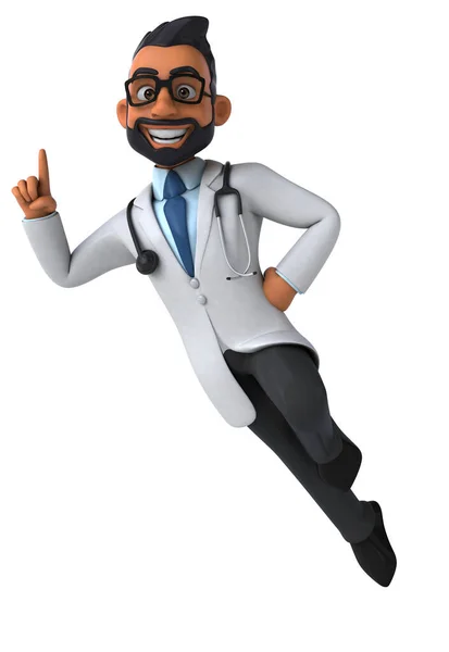 Fun Cartoon Illustration Indian Doctor — Stock Photo, Image