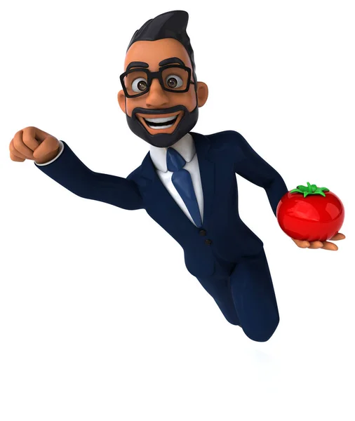 Fun Cartoon Illustration Indian Businessman Tomato — Stock Photo, Image