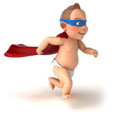 Çizgi film bebeğinin 3 boyutlu eğlenceli çizimi