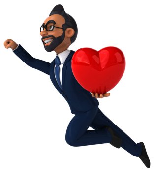 Yürekli Hintli bir iş adamının 3 boyutlu eğlenceli çizimi. 