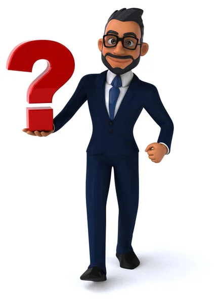 Fun Cartoon Illustration Indian Businessman Question — Stockfoto