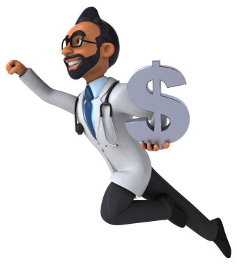 Üç boyutlu komik Hintli doktor. 