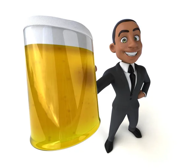Fun Cartoon Illustration Business Man Character Beer — Foto de Stock
