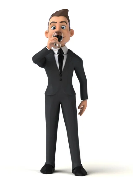 Fun Cartoon Illustration Business Man Character Glass Wine — Foto de Stock