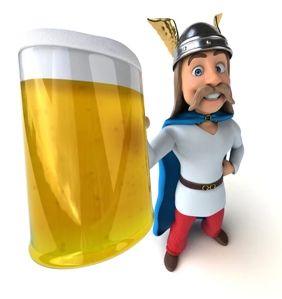 Fun Cartoon Illustration Gaul Character Beer — Photo