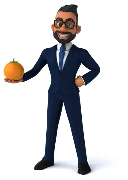 Fun Cartoon Illustration Indian Businessman Orange — Fotografia de Stock