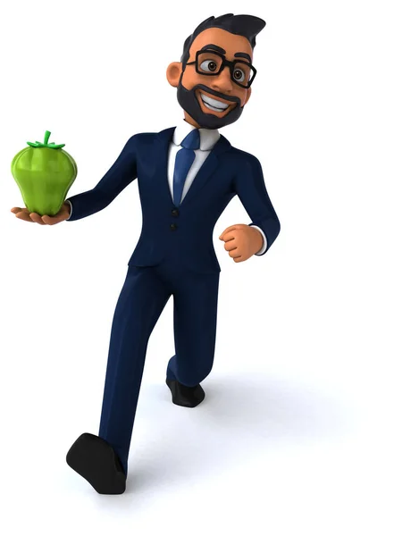 Fun Cartoon Illustration Indian Businessman Pepper — Zdjęcie stockowe