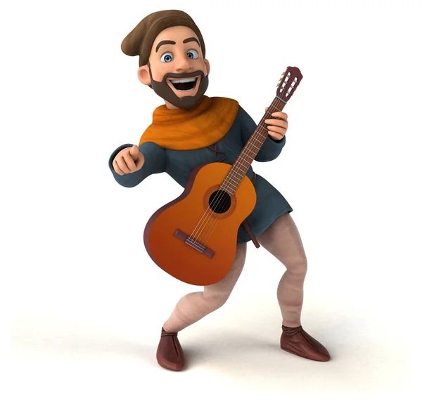 Fun Cartoon Medieval Man Playing Music — стоковое фото