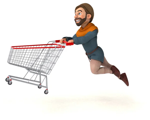 Lustige Zeichentrickfilm Mittelalterlichen Mann Einkaufen — Stockfoto
