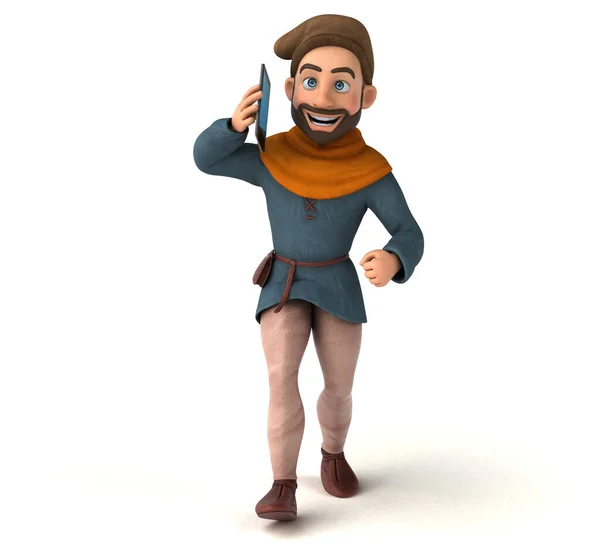 Fun Cartoon Medieval Man Smartphone — Foto de Stock
