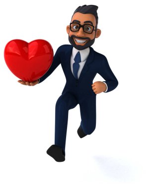 Yürekli Hintli bir iş adamının 3 boyutlu eğlenceli çizimi.