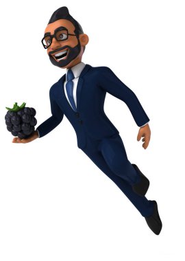 Hintli bir iş adamının 3 boyutlu eğlenceli çizimi. 