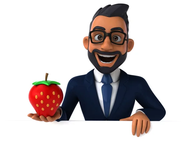 Fun Cartoon Illustration Indian Businessman Strawberry — Foto de Stock