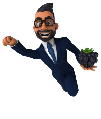 Hintli bir iş adamının 3 boyutlu eğlenceli çizimi. 