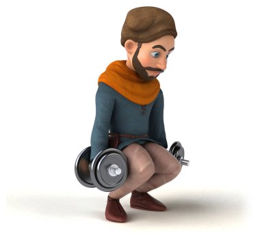 Eğlenceli 3D karikatür Orta Çağ 'dan ağırlıklı bir adam 