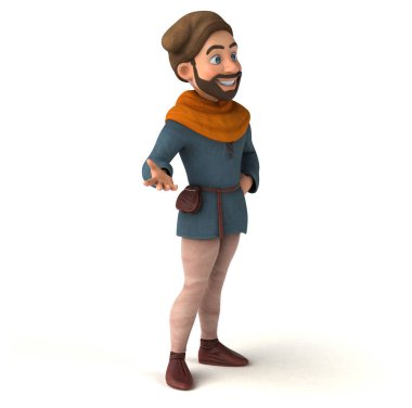 Eğlenceli 3D çizgi film karakteri Ortaçağ adamı