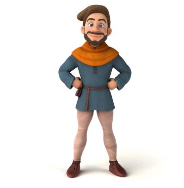 Eğlenceli 3D çizgi film karakteri Ortaçağ adamı