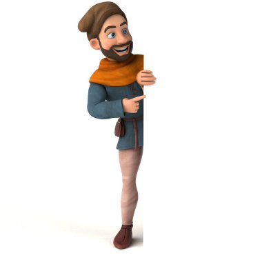 Eğlenceli 3D çizgi film karakteri Ortaçağ adamı