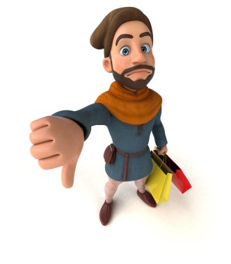 Fun 3D cartoon medieval man wit thumb down 
