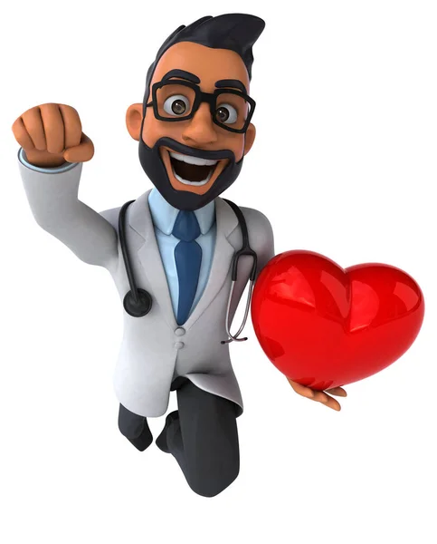 Kul Tecknad Indian Läkare Med Hjärta — Stockfoto