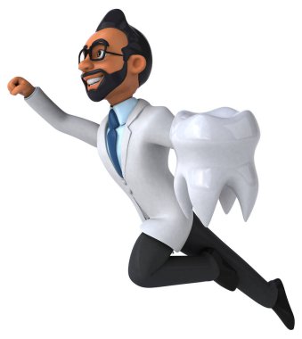 Üç boyutlu eğlenceli Hint dişçi çizgi filmi. 