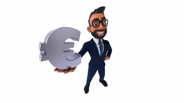 Zabawna Postać Kreskówki Euro Ilustracja — Wideo stockowe