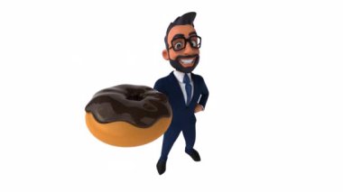 Donutlu komik çizgi film karakteri - 3 boyutlu animasyon