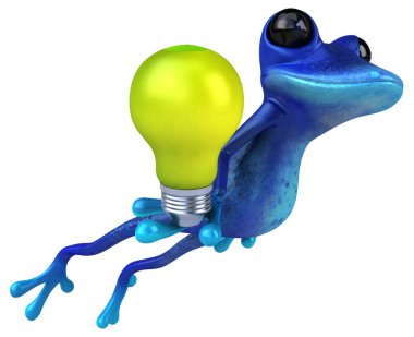 Fun frog with lamp  3D Illustration