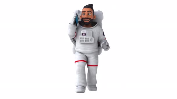 Fun Astronaut Cartoon Character Smartphone Animation — Vídeo de Stock