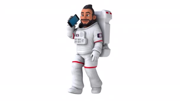 Fun Astronaut Cartoon Character Smartphone Animation — Video