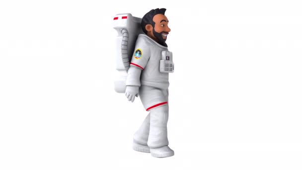 Fun Astronaut Cartoon Character Walking Animation — Stok Video