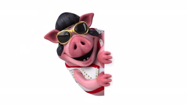Ilustrasi Kartun Menyenangkan Dari Karakter Rocker Babi — Stok Video