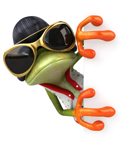 Διασκέδαση Εικονογράφηση Χαρακτήρα Κινουμένων Σχεδίων Ενός Rocker Βάτραχος — Φωτογραφία Αρχείου