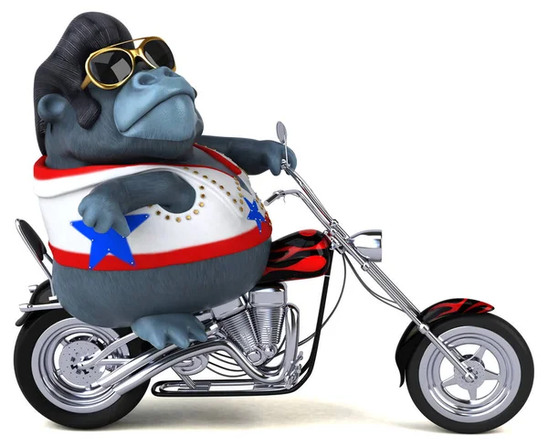 Fun Cartoon Illustration Rocker Gorilla Motorbike — Fotografia de Stock