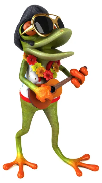 Lustige Cartoon Illustration Eines Froschrockers Mit Gitarre — Stockfoto