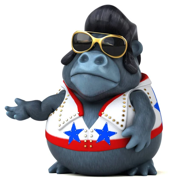 Fun Cartoon Character Illustration Rocker Gorilla — Photo