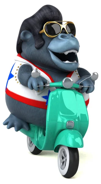 Fun Cartoon Illustration Rocker Gorilla Scooter — Foto de Stock