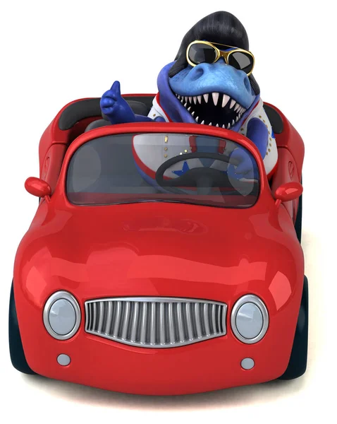 Fun Cartoon Illustration Trex Rocker Car — стоковое фото